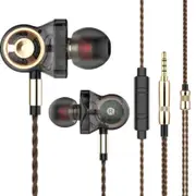 CK10 Six Dynamic Driver Unit Heavy Bass Music Earphone In-line Control with Mic BLACK COLOR