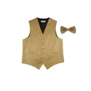 New Men's Tuxedo Vest Waistcoat Vertical Stripes Bowtie prom wedding Mocca Brown