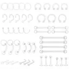 48pcs Clear Piercing Retainers Bioflex Nose Tongue Belly nipple rings Plastic...