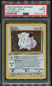 Clefairy PSA 9 Spanish 1st Edition Base Complete Holo Set #5 (#2183)