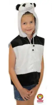 NEW Plush Black White Panda Jacket Costume - Hooded Hood Hoodie Face