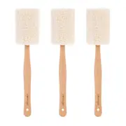 3x Clevinger Eco Loofah Shower Back/Body Scrubber With Wood Handle 6.5x36cm