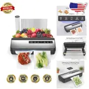 Stainless Steel Vacuum Sealer with LED Display & Roll Bag Storage - Silver