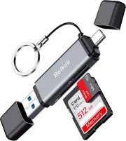 Beikell SD Card Reader, Dual Plug USB 3.0/USB C Card Reader High Speed OTG Adapt