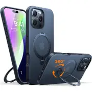 Torras iPhone 16 Pro (6.3") Ostand Spin Case - Black All in One: Magnetic / Stand / Ring Holder - 360 Spin [X00FX1985]