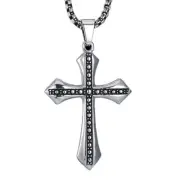Hot Cross Pendant Necklace Titanium Steel Crucifix Silver Color Men Women Gift