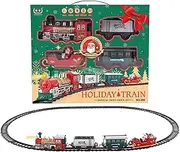 Electric Train Track Set - Model Train Kit for Christmas Tree with Light and Sound - Cargo Car Railway Tracks, Electric Locomotive for Kids