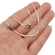 Designer Inspired 18K Rose Gold Filled 24inch 2mm Thin Flat Snake Chain Necklace