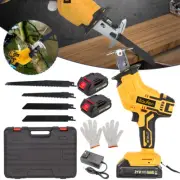 New Electric Reciprocating Saw Kit With 2 Battery & Box Cordless Cutting Tool