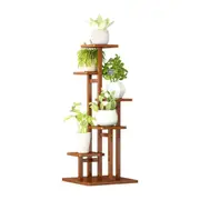 5 Tiers Vertical Bamboo Plant Stand Staged Flower Shelf Rack Outdoor Garden