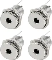 YINETTECH 4 Sets 3.5mm x 1.35mm Female DC Power Jack Socket Panel Adapter 2 Pin Solder Type Metal Power Supply Adapter for Small TVs and Other Small Electronics