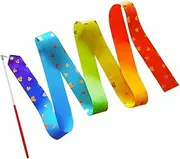 Dance Ribbons Mini Star Pattern Gymnastics Ribbon Streamers Glass Fiber Rod Rainbow Streamers Fitness Ribbons for Kids Dancing Talent Shows for Exercise