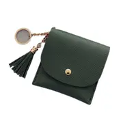 2 Pcs Women's Simple Light Buckle Metal Ring Tassel Wallet Purse DARK GREEN COLOUR
