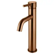 Round Tall Curved Basin Mixer, Lustre Bronze