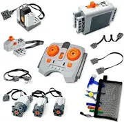 10-in-1 Motor Kit Compatible with Lego Technic: Motor*3,Battery Box,2.4G Receiver,IR Speed Remote Control,Control Switch & Extension Wire & LED Light Wire,with Building Block Tool Kit