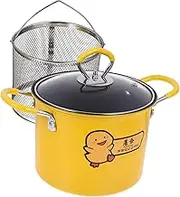BEBEMOKO 1 Set Frying Pot with Fry Basket Capacity Household Deep Fryer for Cooking Non Stick Multi Functional Kitchen Use Quick Oil Drainage Design