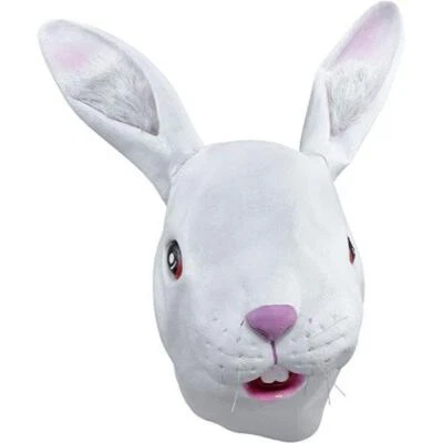 Unisex Adult Rabbit Over Head Rubber Mask Easter Bunny Animal Fancy Dress