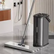 Flat Mop and Bucket for Home with Extra Refills, Stainless Steel Mop and Bucket