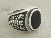 THICK MEN'S .925 STERLING SILVER SCORPION ONYX RING size 8 style# r1831