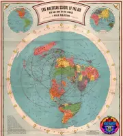 Flat Earth Flag CBS American School Of The Air 1943 LARGE High-quality World Map