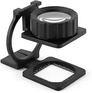 15X Portable Foldable Magnifier,Stand Magnifying Glass,with Scale,Measure Items While Watching