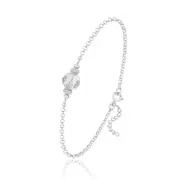Silver White Opal Pearls Bracelet with Swarovski Crystal