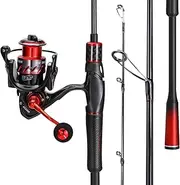 [Sougayilang] Spinning Fishing Rod and Reel Combo,Stainless Steel Guides with Ceramic Rings,Medium 6'/7' Low Profile with SuperPolymer Handle
