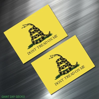 (2) TWO Gadsden FLAG Vinyl Decal Sticker For Car Laptop Don't Tread On Me USA!