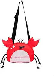 CAREOR Creative Beach Zipper Bag, Portable Crab-Shaped Mesh Beach Bag with Adjustable Shoulder Straps for Shell Sea Pool Toy
