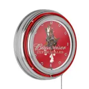 Unbranded Wall Clock 14.5" Budweiser Clydesdale Red Lighted Plastic Analog Neon