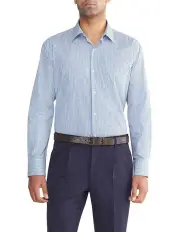[Van Heusen] Classic Mid Check Long Sleeves Shirt in Blue