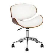 Wooden Curved Back Office Chair (Brown & White)