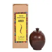 Lasa Aromatics Amber Natural Solid Perfume Body Musk In Wooden Jar - 6 gm