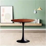 29.2" Tulip Coffee Table with Wooden Top and Carbon Steel Legs ，Kitchen Round Dining Table for 2-6 People，for Home Kitchen Living Room Corner Small Spaces Leisure(70cm)