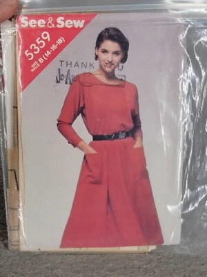 Womens Dolman Sleeve Dress Sewing Pattern 14 16 18 See & Sew 5359 With Pockets