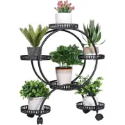 4 Tier Metal Plant Stand Indoor Plant Shelf Rolling Flower Rack Bonsai Holder