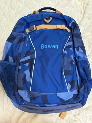 LANDS END Kids Backpack Blue Camo NEW **Embroidery