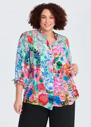[TS] Taking Shape Natural Briar Top Size 24 in Print, Viscose - Plus Size Women's Clothing Print