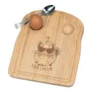 I'm Just Chinchillin' Chinchilla Breakfast Dippy Egg Cup Board Funny