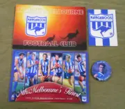 #FF. NORTH MELBOURNE KANGAROOS AFL GREETING CARDS and BADGE