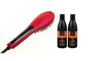 Cabello Glow Straightening Brush with Shampoo & Conditioner 'Keep Me Hot' - Red