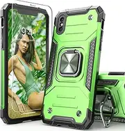 IDYStar for iPhone Xs Max Case with Screen Protector,for iPhone Xs Max Case,Shock Absorption Heavy Duty Drop Test Slim Cover with Kickstand Lightweight Protective Phone Case for iPhone Xs Max,Green