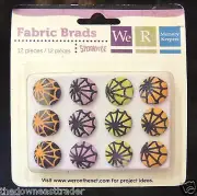12pc Fabric Brads Spookville Halloween Spider Webs We R Memory Keepers #41910-5
