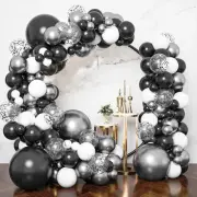 187Pcs Black and White Balloon Garland Arch Kit, Bridal Balloon Arch Kit, Double