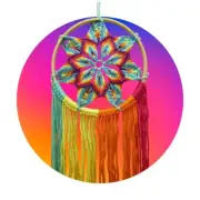 Rainbow Macrame Mandala KIT Bright Star Macrame Design Works Crafts NOS SEALED