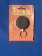 2" Pull Key Reel with Belt Clip 40" Metal Cord Black/Chrome