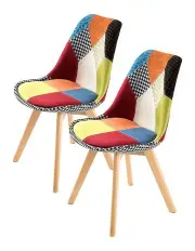 [La Bella] Replica Retro Padded Dining Chairs Set of 2 in Multi Colour