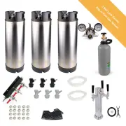 3 x New Ball Lock Keg System Font Tower Kegerator Co2 Regulator Drip Tray Beer