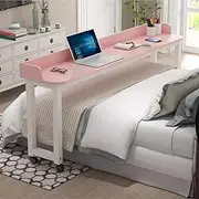 Bed Desk Over Over The Bed,Table with Wheels,Over Bed Table,overbed Table King Size Bed,overbed Desk nover Bed Table with Wheels Adjustable Height Mobile Cross-Bed Table(Pink)