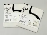 Ikea TALLSPINNARE Pillow cushion cover cat off-white/black 20x20" (2 Pack) - NEW